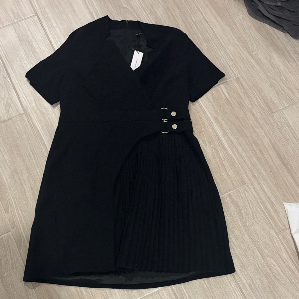 Karen Millen Black Mini Dress with Pleated Detail